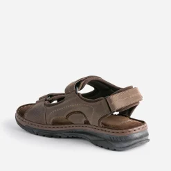 Sandale marron en cuir à scratchs