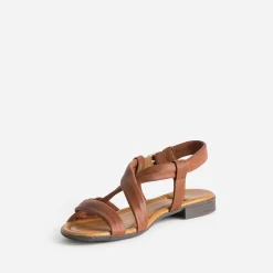 Sandale marron en cuir souple
