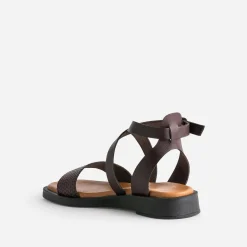 Sandale marron foncé cuir bride tressée éco-conçu