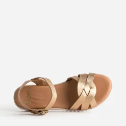 Sandale marron métallisée en cuir