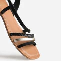 Sandale noir et doré cuir velours