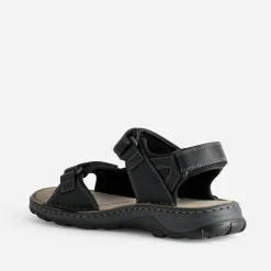 Sandale noire bi-matière à scratchs