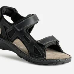 Sandale noire bi-matière à scratchs