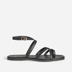 Sandale noire cuir entre-doigt