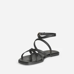 Sandale noire cuir entre-doigt