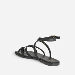 Sandale noire cuir entre-doigt