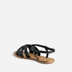 Sandale noire effet python verni