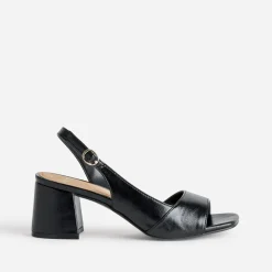 Sandale noire vernie cut-out