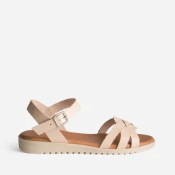 Sandale orange en cuir