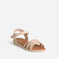 Sandale orange en cuir