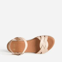 Sandale orange en cuir