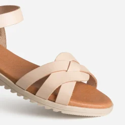 Sandale orange en cuir