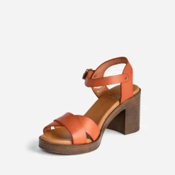 Sandale orange foncé éco-conçue en cuir