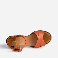 Sandale orange foncé éco-conçue en cuir