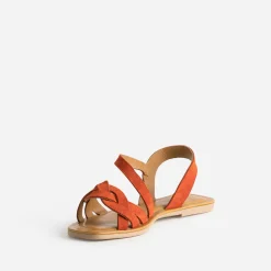 Sandale orange foncé en cuir velours