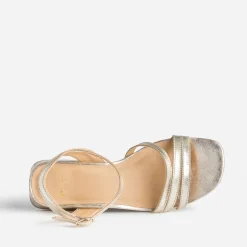 Sandale plate dorée cuir éco-conçu