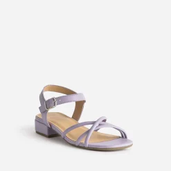 Sandale plate lilas en cuir