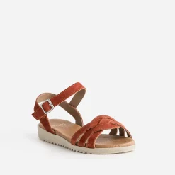 Sandale rouge en cuir