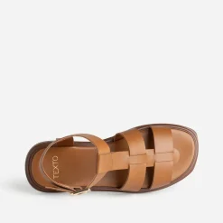 Sandale spartiate TEXTO cognac cuir