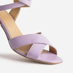 Sandale talon en cuir mauve