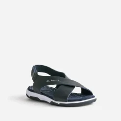 Sandale TBS marine en cuir à larges brides