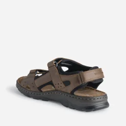 Sandale TBS marron en cuir à scratchs