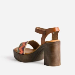 Sandale TEXTO à talon et bride multicolore