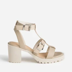 Sandale TEXTO beige à semelle crantée