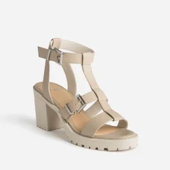 Sandale TEXTO beige à semelle crantée