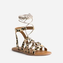 Sandale TEXTO beige cuir motif léopard