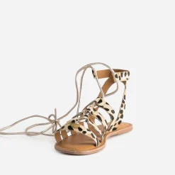 Sandale TEXTO beige cuir motif léopard
