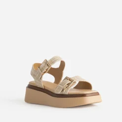 Sandale TEXTO beige effet raphia