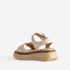 Sandale TEXTO beige effet raphia