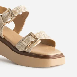 Sandale TEXTO beige effet raphia