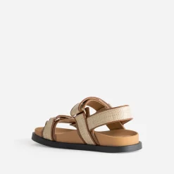 Sandale TEXTO beige effet raphia à scratchs