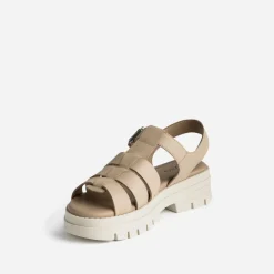 Sandale TEXTO beige en cuir à semelle crantée