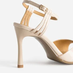 Sandale TEXTO beige vernie à talon