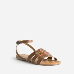 Sandale TEXTO camel éco-conçue en cuir