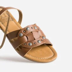 Sandale TEXTO camel éco-conçue en cuir