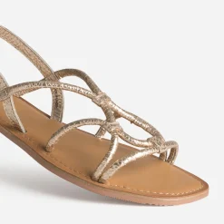 Sandale TEXTO dorée cuir froissé