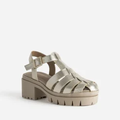 Sandale TEXTO dorée semelle épaisse crantée