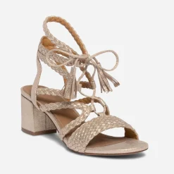 Sandale TEXTO dorée tressée à lacet