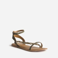 Sandale TEXTO kaki cuir velours éco-conçu