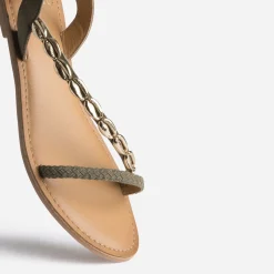 Sandale TEXTO kaki cuir velours éco-conçu