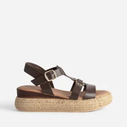 Sandale TEXTO marron cuir