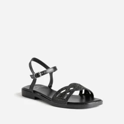 Sandale TEXTO noire brides strassées