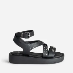 Sandale TEXTO noire cloutée