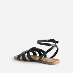 Sandale TEXTO noire éco-conçue en cuir