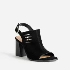 Sandale TEXTO noire cuir velours open-toe