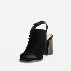 Sandale TEXTO noire cuir velours open-toe